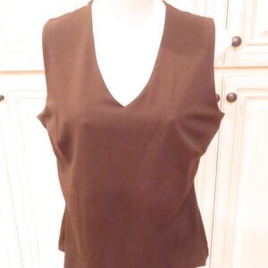 Ann Taylor Loft Brown V neck Fitted Tank Top sz Medium